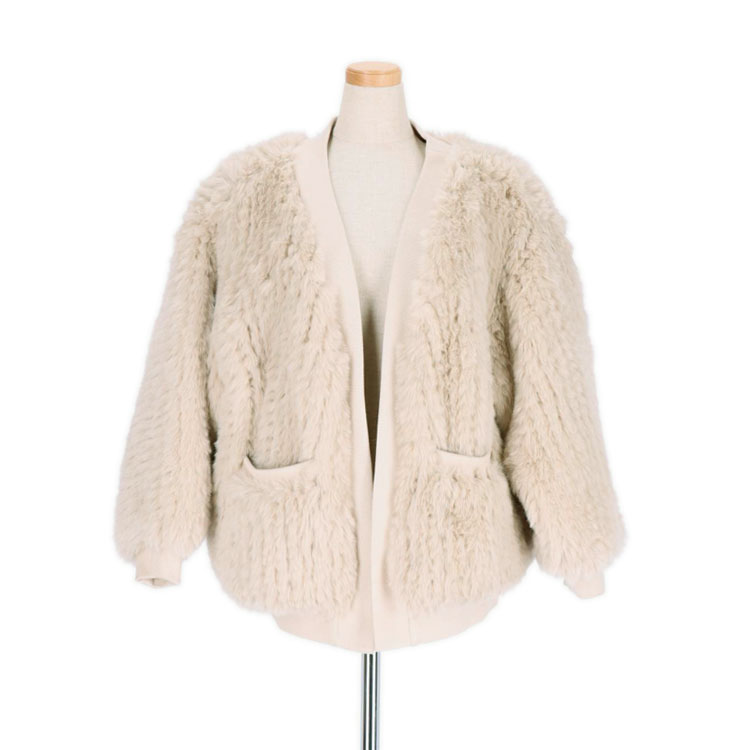 楽天市場】ファージャケット ブルゾン 衿なし エコファー