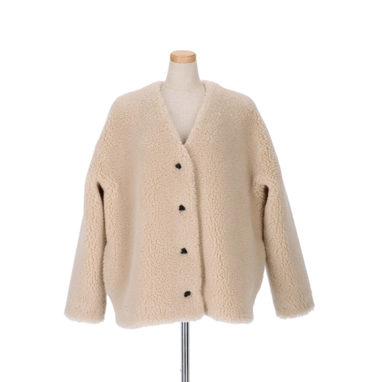 楽天市場】ファージャケット ブルゾン 衿なし エコファー フェイク