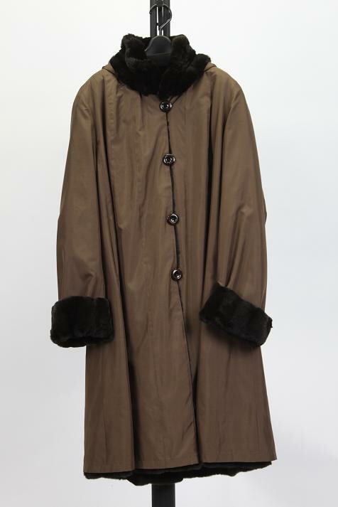 未使用 総丈90 ファーコート リバーシブル シルク ウィーゼル ブラウン