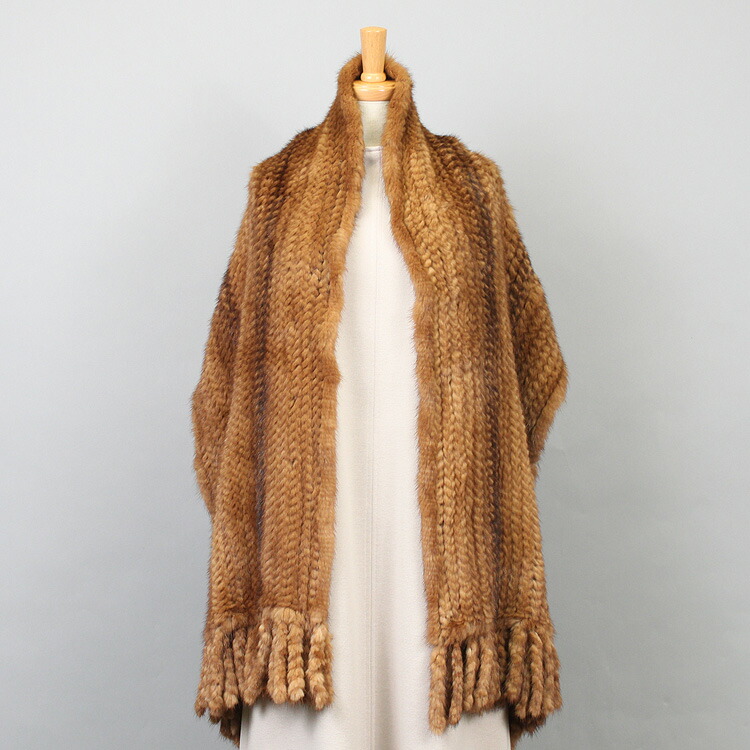 気軽にお使いいただけます新品ブラウンミンクファーストール大判ファーロングマフラー SAGA スカンブラウン ミンク ケープ ファーコート ファー ミンクファー