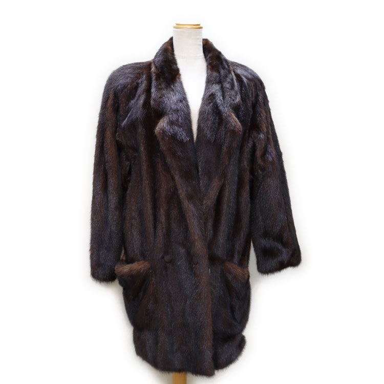 楽天市場】ミンク ファー コート ブラック 肩パッド入り 13号