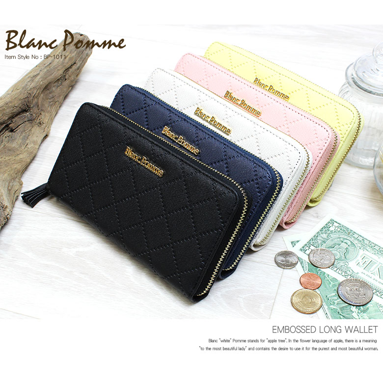 Blamc Pomme ロゴプレート 長財布 ラウンドファスナー ブランポム タッセル Bp 1011