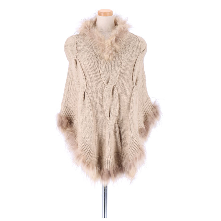 楽天市場】ラクーン ファー ニット ポンチョ フード付 レディース