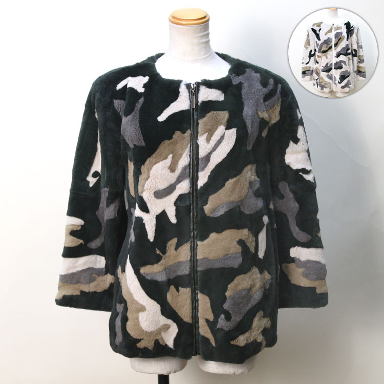 楽天市場 8 Offクーポン配布中 レッキスラビット ファー ジャケット ノーカラー 迷彩柄 カモフラージュ ミリタリー 送料無料 レディース ギフト プレゼント ファー 毛皮専門店エルベート