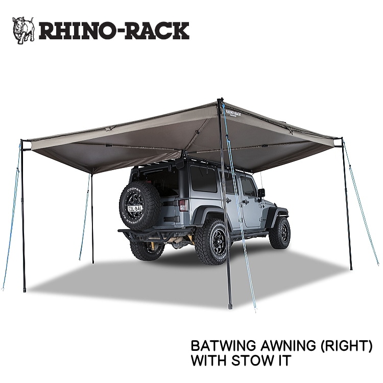 【RHINO-RACK】ライノラックBATWING AWNING (RIGHT) WITH STOW ITバットウィング 雨覆い 右寄り取り付き STOW IT付き添い人 270度取りひろげる サイドオーニング 日よけ タープ 難民キャンプ アウトドア 車中泊 SUV相応う 雨合羽操作手順商いもの吊りひも：33115