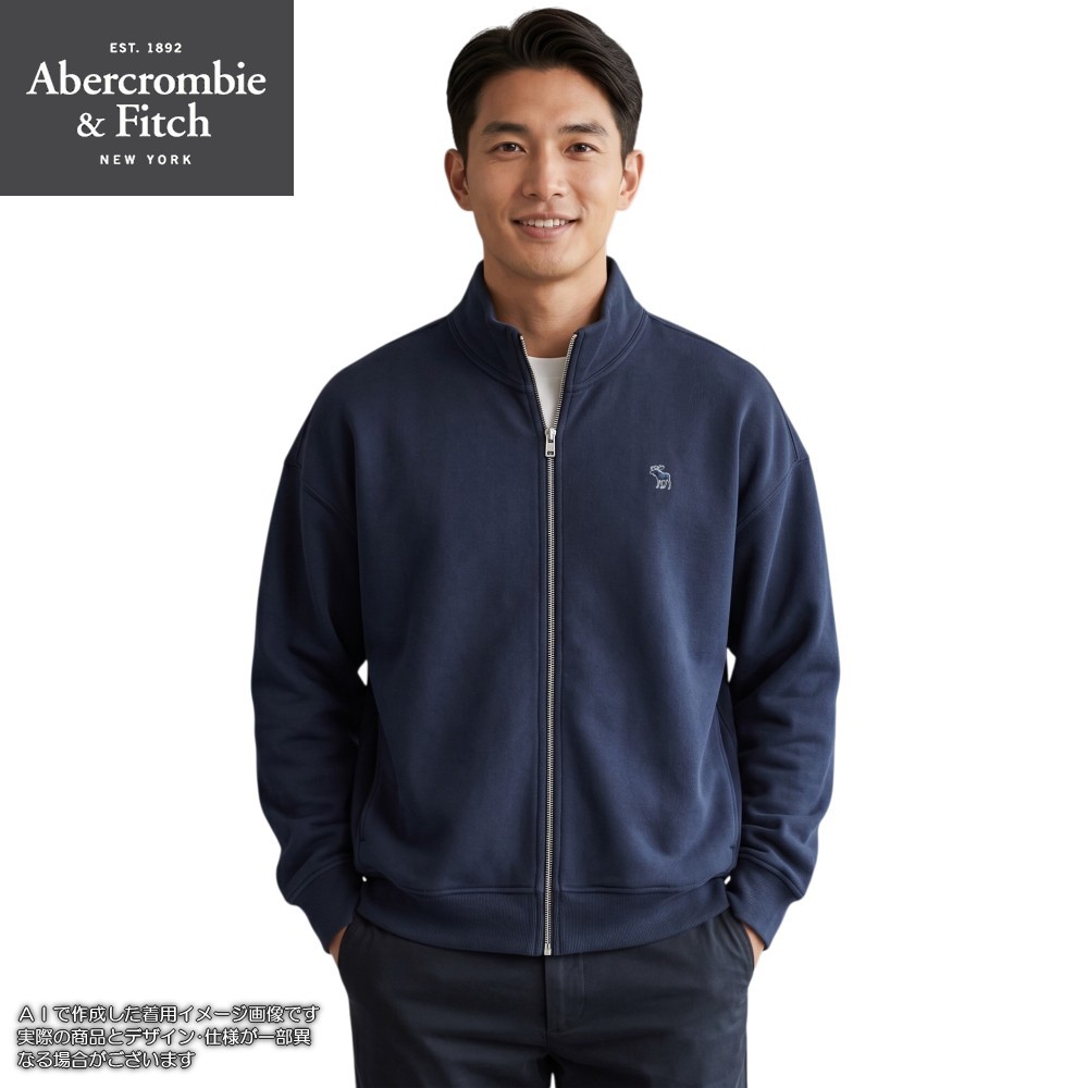 【並行輸入品】アバクロンビー\u0026フィッチ メンズ トレーナー ( ジップアップ /  大層らしい大いさ ) Abercrombie\u0026Fitch Icon Full-Zip Sweatshirt (米国海軍) 【大き目 大層らしい大いさ トレーナー 】