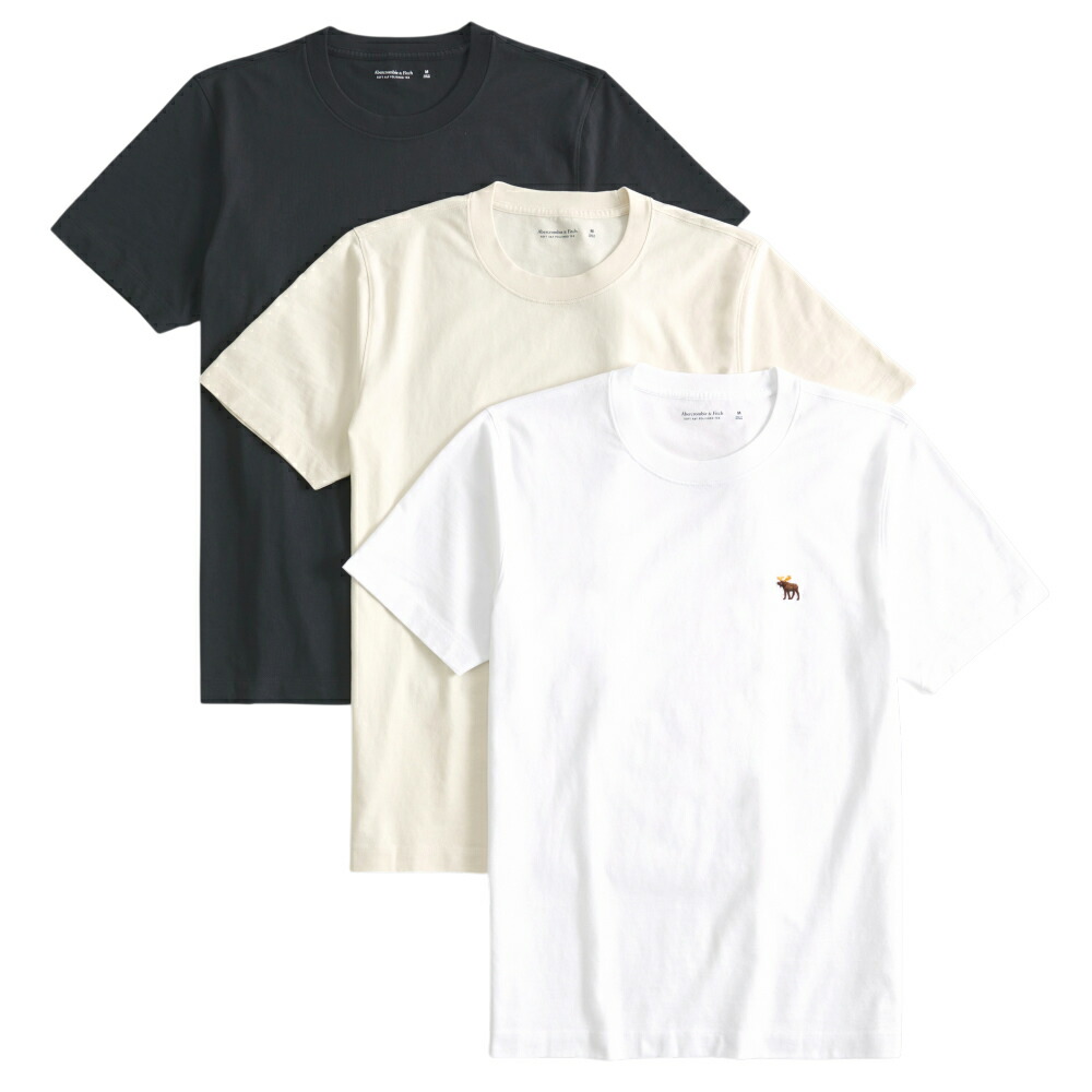 【並行輸入品】アバクロンビー&フィッチ メンズ Ｔシャツ ( ３枚セット 箱入り / スタンダードフィット ) Abercrombie&Fitch 3-Pack Polished Signature Icon Tees (3color) 【まとめ買い tシャツ ｔシャツ 】