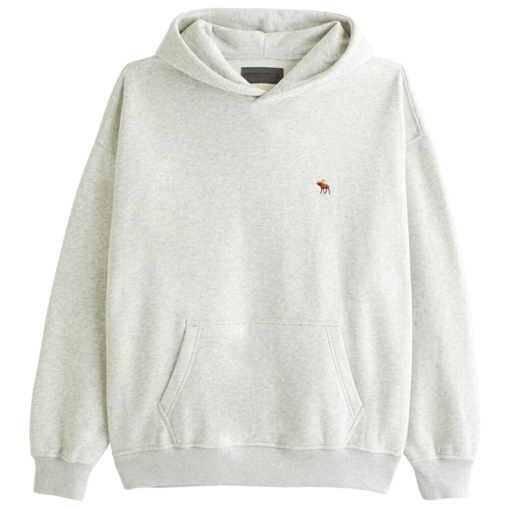 【並行輸入品】アバクロンビー&フィッチ メンズ プルオーバー パーカー ( オーバーサイズ ) Abercrombie&Fitch Signature Icon Popover Hoodie (ヘザーグレー) 【オーバーサイズ パーカー 大き目 】