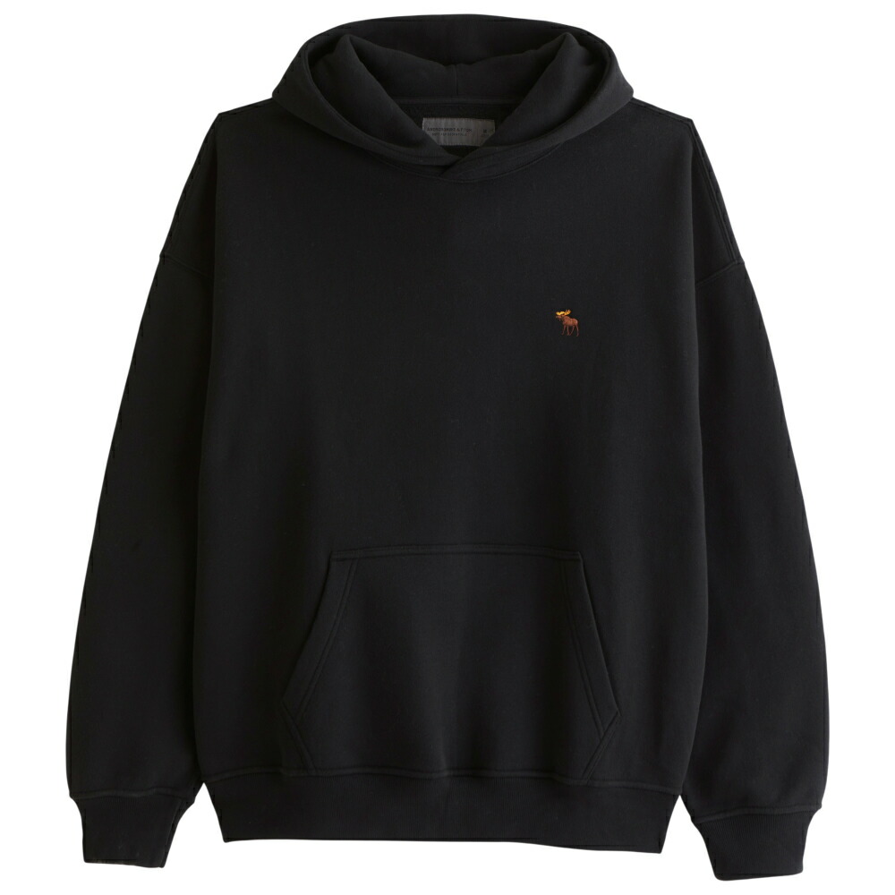 【並行輸入品】アバクロンビー&フィッチ メンズ プルオーバー パーカー ( オーバーサイズ ) Abercrombie&Fitch Signature Icon Popover Hoodie (ブラック) 【オーバーサイズ パーカー 大き目 】｜ネクストファクトリー