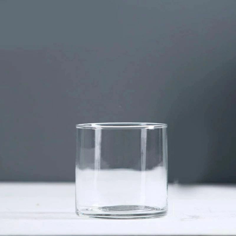 水耕栽培 透明 硝子 10x10cm シンプル 花びん 高 クリア花瓶 ガラスベース モダン インテリア飾り フラワーベース 円柱 オフィス 生け花｜HEトレード