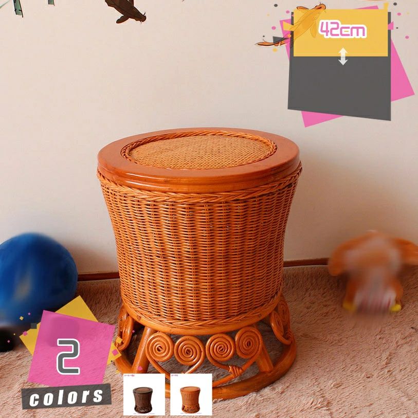 丸椅子 ラタンスツール 高さ42cm 取っ手付き 脱衣所 洗面所 業務用 温泉旅館 ホテル ゴルフ場 円座 大浴場 化粧台 ドレッサー 玄関 楽器
