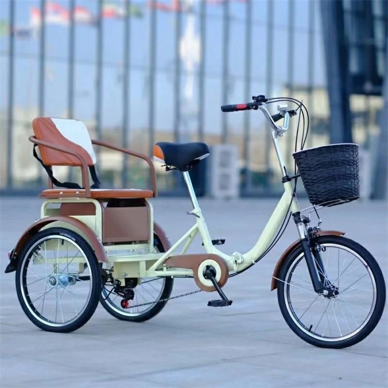 三輪自転車 3輪バイク ダブルブレーキ シニア転ばない自転車 高齢者用三輪車ペダル スクーター 後部座席付き 3 輪自転車 自転車高炭素鋼
