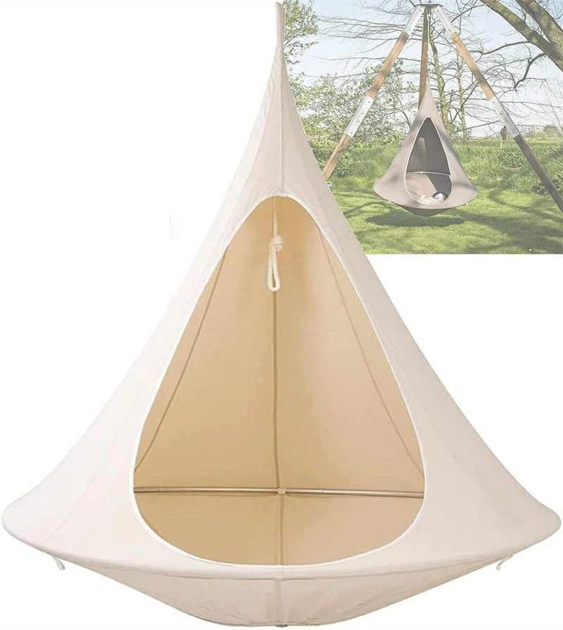 ハンモックチェア コニカル UFO 吊り下げ ハンギングスイングガーデンハンモック 大人＆子供兼用 屋内/屋外用 楕円形 キャンプ 折りたた