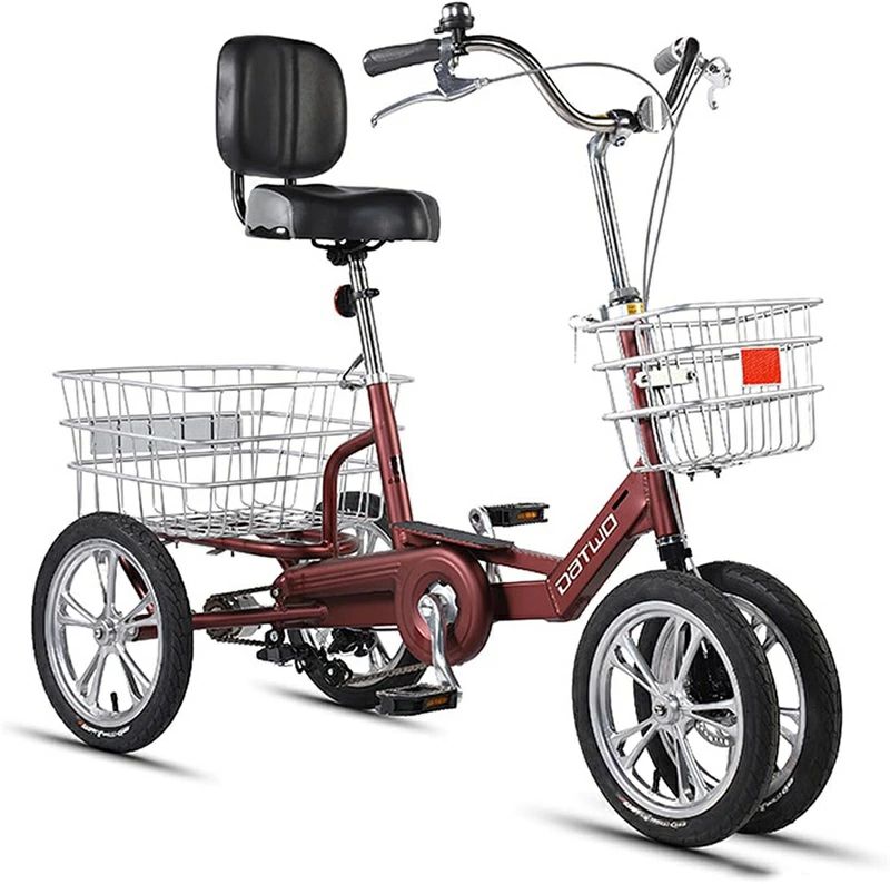 三輪自転車 大人用 高齢者 シニア 自転車 【2024 アップグレード版】三輪車 14インチ3輪バイク三輪 巡洋艦のバイク ダブルブレーキ ショ
