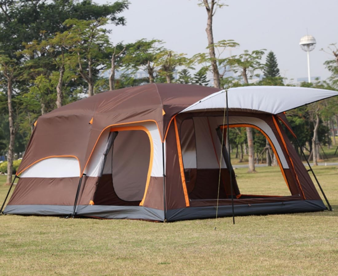 テント キャンピングテント ドームテント 2ルーム 大型 4-6人用 二重層 設営簡単 耐水圧3000mm uvカット加工 キャンプ アウトドア 前室