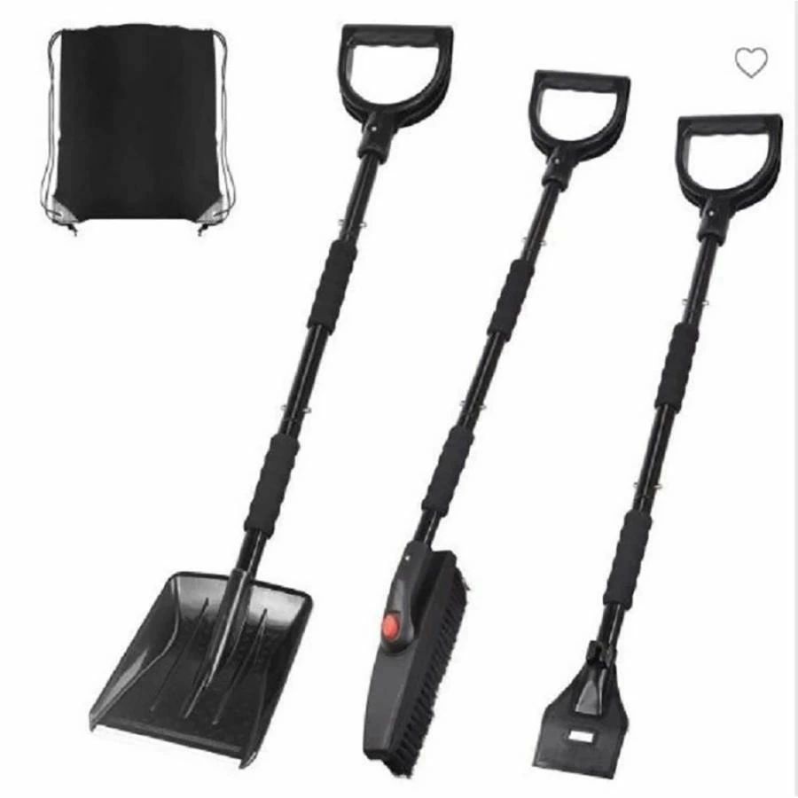 雪かきスコップ 3in1多機能 スコップ 除雪スコップ 車用スノーブラシ スノースクレーパー付き 組み立て式 軽量 車載スコップ 持ち運びや