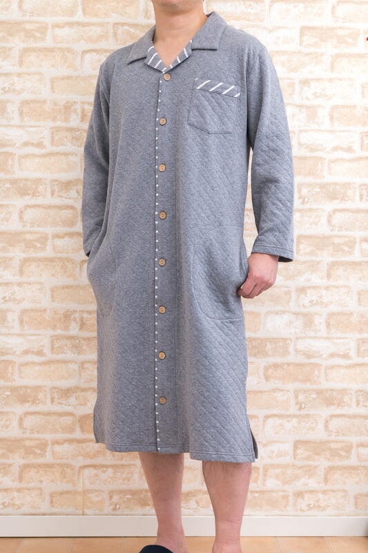 楽天市場 綿100 ニット地キルト メンズスリーパー メンズパジャマ 長袖 冬に適した素材 Llサイズあり 紳士ワンピース 入院パジャジャマ ホテル パジャマ ネグリジェ 部屋着の時間