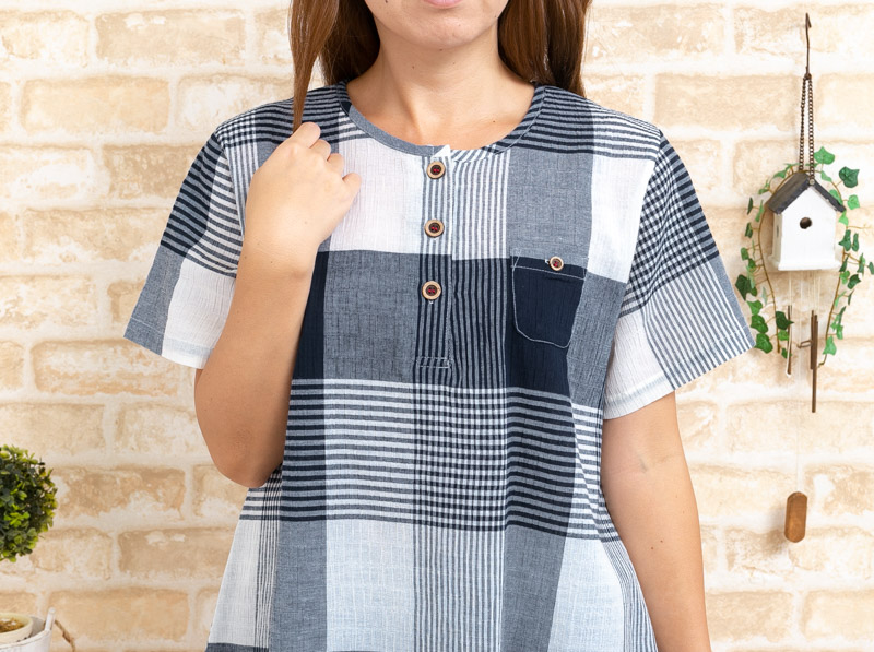 楽天市場 メール便可 綿100 サラサラして涼しいレディースパジャマ夏 半開き 半袖 7分丈パンツ 半袖パジャマ 盛夏向き商品 女性用ナイトウェア ルームウェア 部屋着の時間