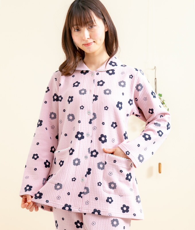 婦人表裏綿100キルト丸首パジャマLサイズ4枚 430003.jpg