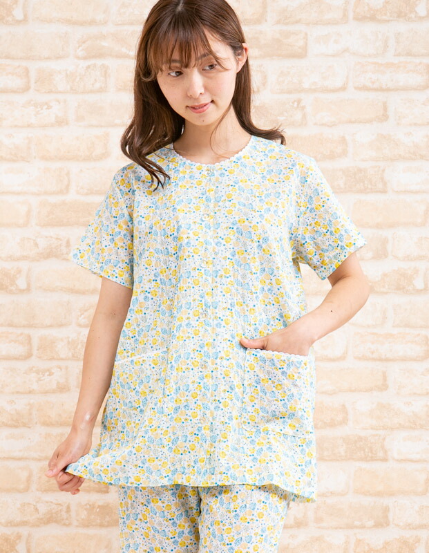 楽天市場】パジャマ レディース 前開き 半袖 8分パンツ 夏 綿100