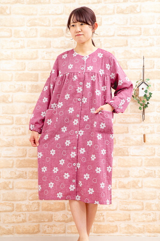 楽天市場】肌に優しい綿100％ダブルガーゼ地 ワンピース前開き