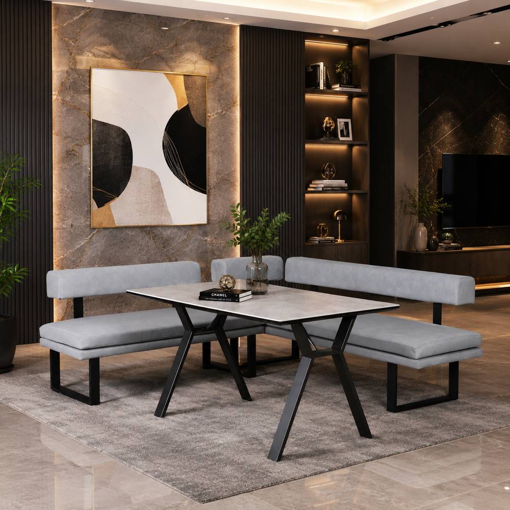 タフル セラミックテーブル アイスグレイ 100x90 140x80100x90x高さ72cm 140x80x高さ72cmセラミック天板 石目調 モダン おしゃれ 丈夫 耐熱 耐傷 耐久性 ダイニングテーブル X脚 ARBOL|hf.style