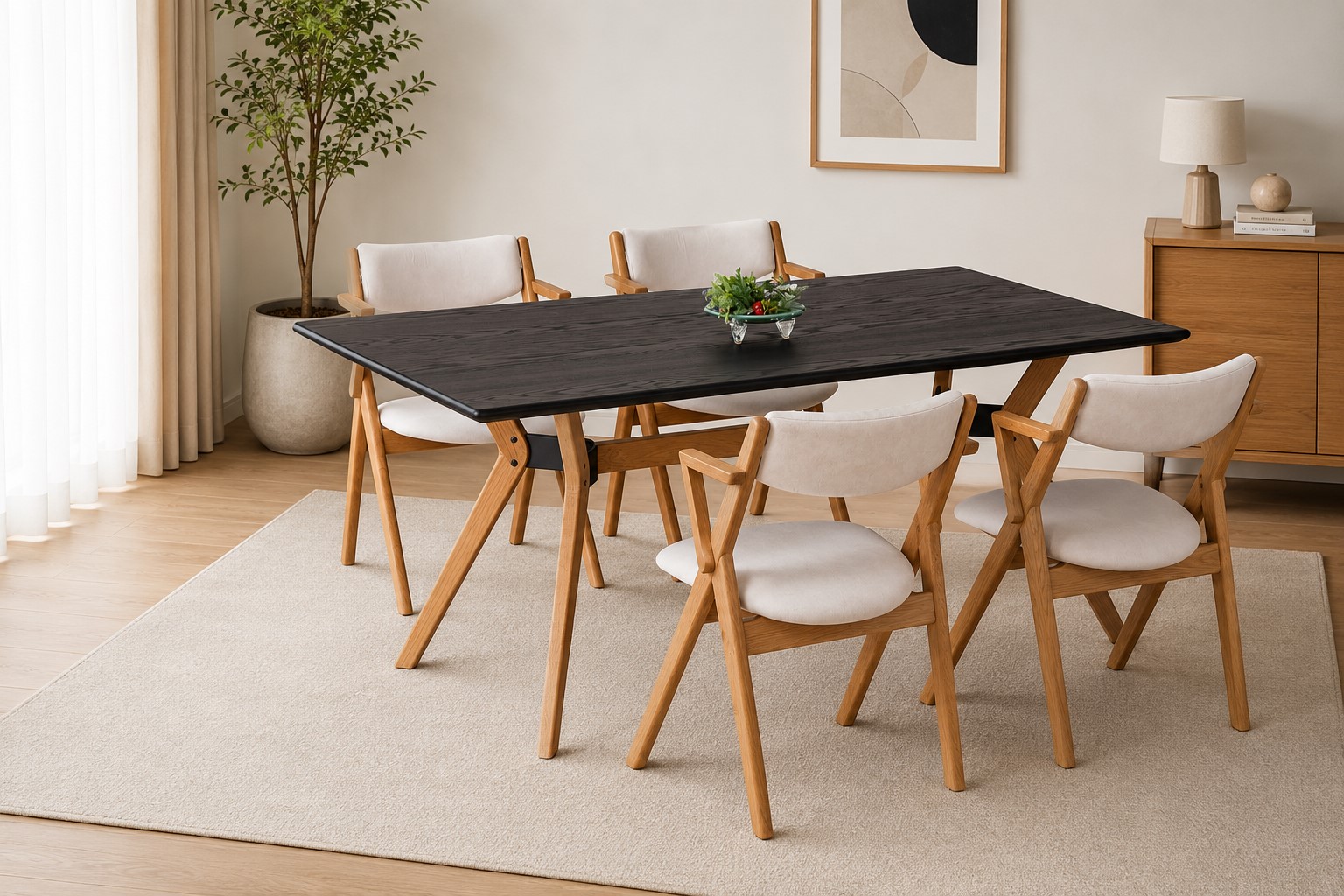 ARBOL|Cozy ダイニングセット ダイニングテーブルセット 4人掛け 5点セット 北欧 木製 セラミック風 おしゃれ|hf.style