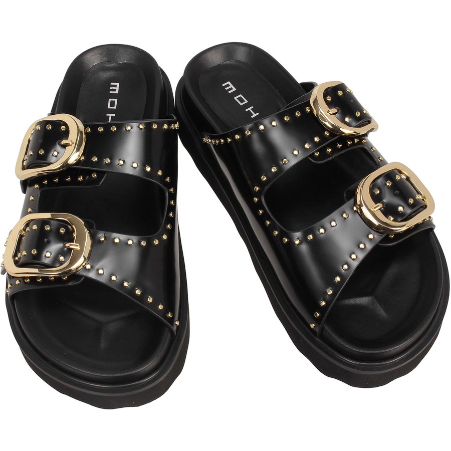 モヒ レディース ダブルバックルサンダル スタッズ ネグロ Mohi W-Buckle Sandals Negro 12-RD22-13A-FL ダブルバックル サンダル ブラック