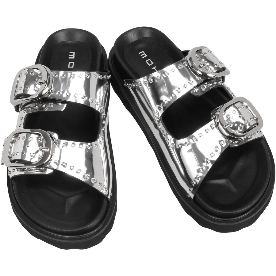 モヒ レディース ダブルバックルサンダル スタッズ プラタ Mohi W-Buckle Sandals Plata 12-RD22-109-MI ダブルバックル サンダル シルバー