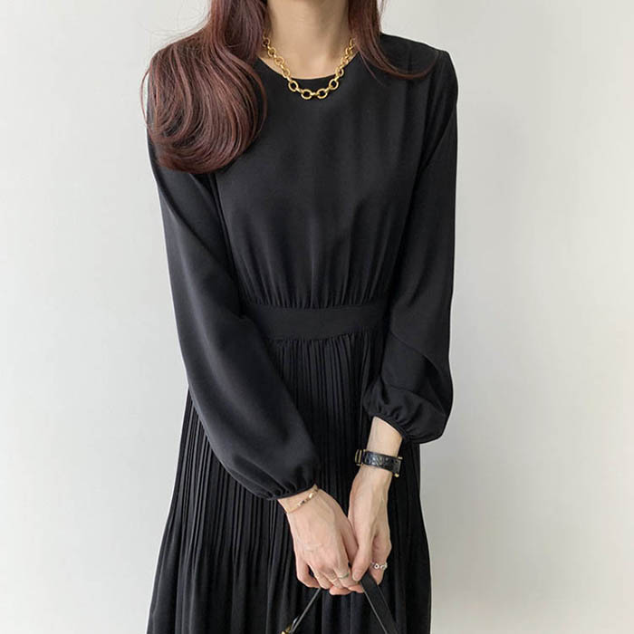 楽天市場 プリーツ ワンピース ロングワンピース シフォン レディース ロング丈ワンピース 長袖 ワンピ フォーマル 仕事 オフィス おしゃれ 可愛い 着やせ 春 秋 冬 Soomoo