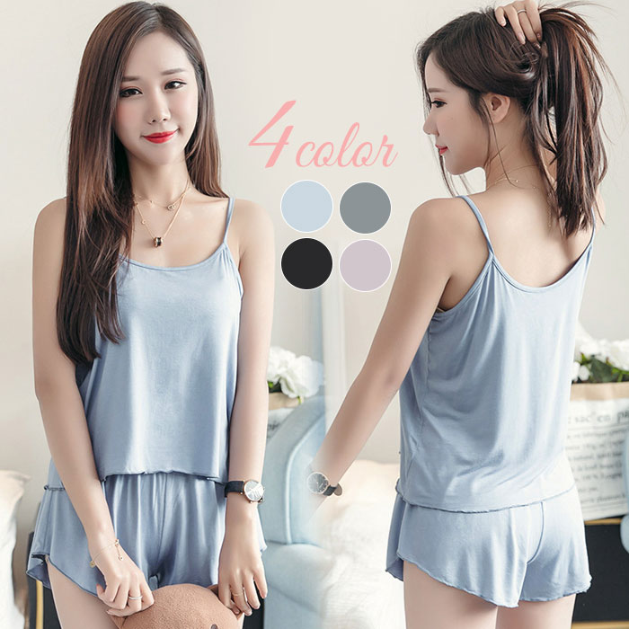 パジャマ ルームウェア キャミソール キャミ ショート パンツ ショーパン 2点セット 上下セット セットアップ 部屋着 寝巻き ネグリジェ ランジェリー 下着 レディース セクシー 可愛い 旅行 お泊り モテ 快適 人気 ウエストゴム 大人 女性 プレゼント 夏 サマーおしゃれ