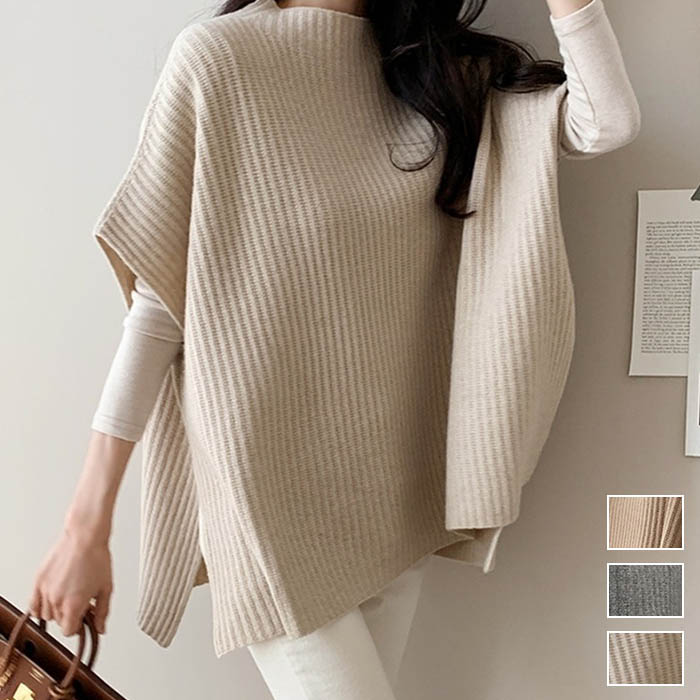 楽天市場 送料無料 ニットベスト レディース 大きいサイズ ニット トップス ベスト ハイネック ノースリーブ ロング丈 シンプル 無地 カジュアル レイヤード 重ね着 大人 かわいい Soomoo