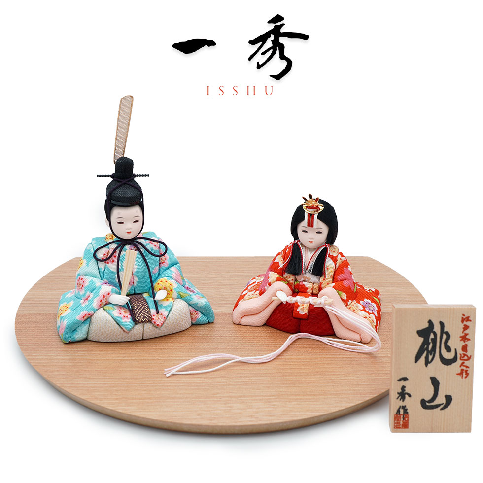 一秀作 江戸木目込 桃山雛 さくら台平飾り　雛人形/ひな人形/雛祭り/おひなさま/節句/コンパクト/かわいい