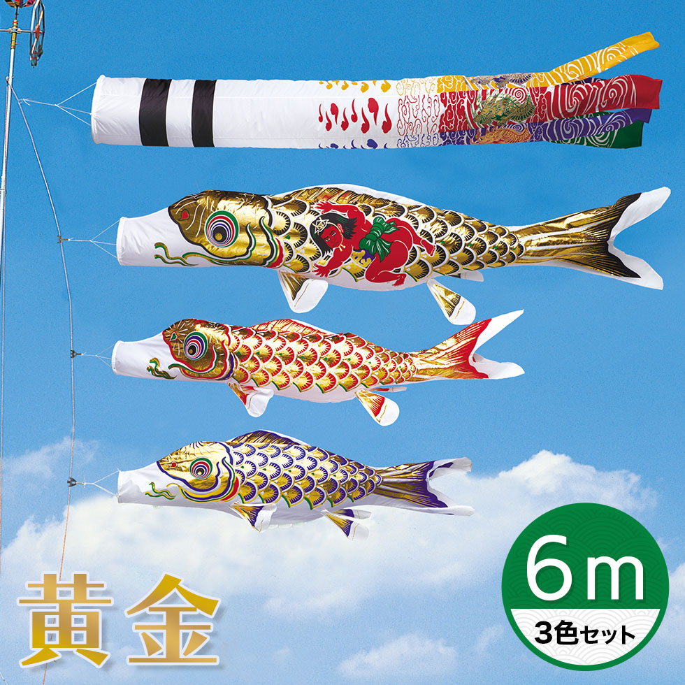 楽天市場】【送料無料】黄金に輝くうろこ☆黄金錦鯉 黄金飛龍吹流し 