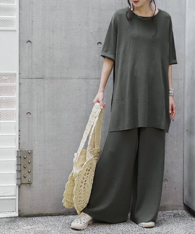 あす易々たる 背景アップ 御部屋衣紋 ワンマイルウェア レディース オータム編地 パジャマ トップス ズボン 房室参着 2ちょんセット 上下セット ニット Tティーシャツ 半袖 下穿 西コンドーム ベージュ ぺてん師 薄墨色 甚大号数 ウィンター 秋 Hug U Alstoncompany Com