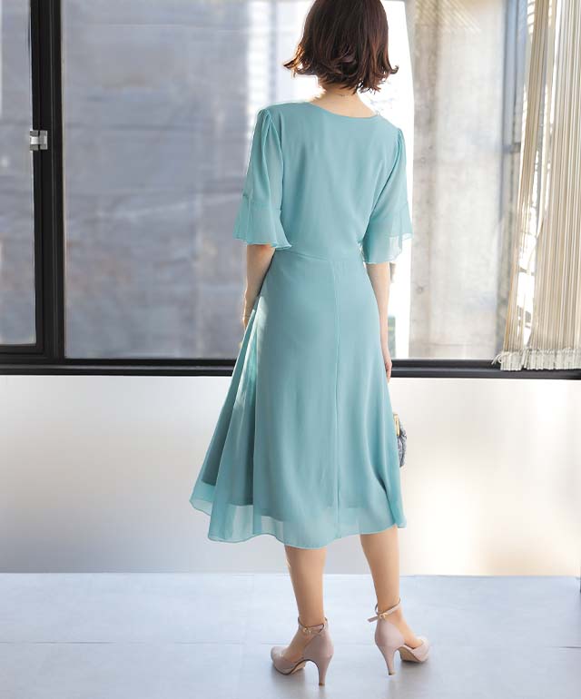 ワンピース ワンピ 一部8月中旬入荷 フレア レディース シフォン 大きいサイズ 結婚式 ロングワンピ ロングワンピース 半袖 大人muse