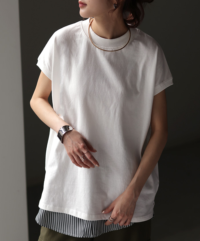 Tシャツ 半袖 モックネック トップス レディース □一部9月中旬