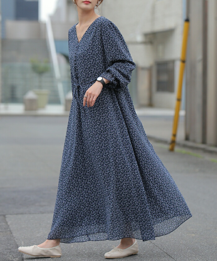 大人の七難隠す」 花柄ワンピース 。ワンピース ワンピ 裏起毛