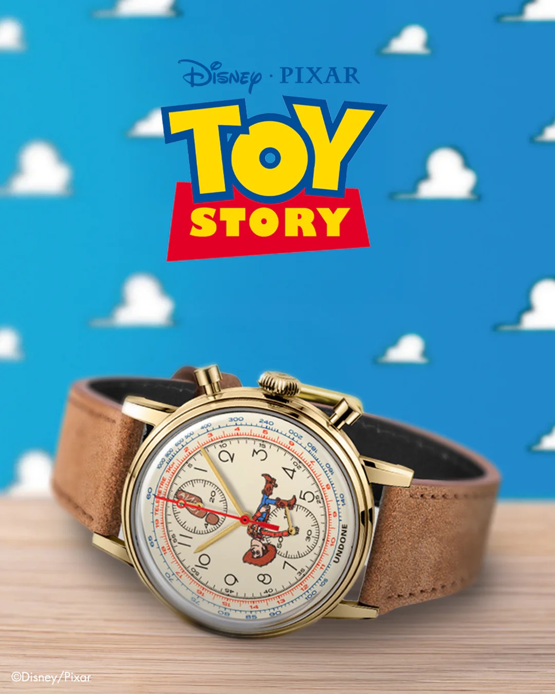【1位勝ちとる】トイストーリーコラボ アンダーン UNDONE ウオッチ メンズ レディース TOY STORY ピクサー アーバン ヴィンテージ ウッディ 赤銅色 なめし革三尺帯