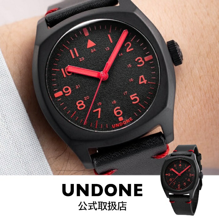 【1位勝ちとる】アンダーン UNDONE アンダーン ウオッチ 自動小銃一巻き メンズ 機械類式 Terra テラ 赤いこと～版 黒いこと なめし革三尺帯 革三尺帯 TRA-RED-BLK
