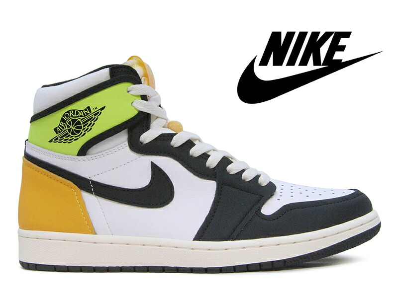 楽天市場 Nike Air Jordan 1 Retro High Og White Black Voltナイキ エアジョーダン1 レトロ ハイカット ホワイト ブラック ボルトイエロー白黒黄 スニーカー メンズ Hi Fine