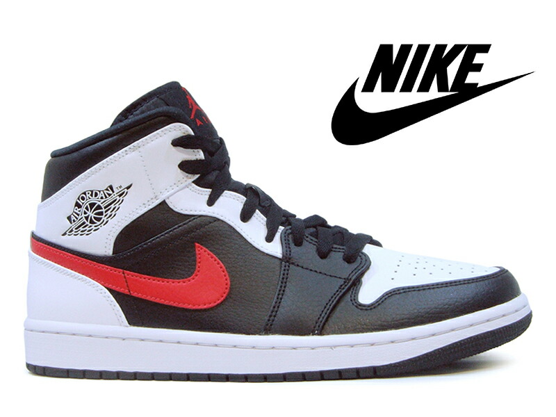 柔らかい 白 赤 ブラック チリレッド ホワイト黒 ミドルカット エアジョーダン1 Red Whiteナイキ Black Chile Mid 1 Jordan Air Nike スニーカー メンズ ハイカット 075 Www Learnforall Net