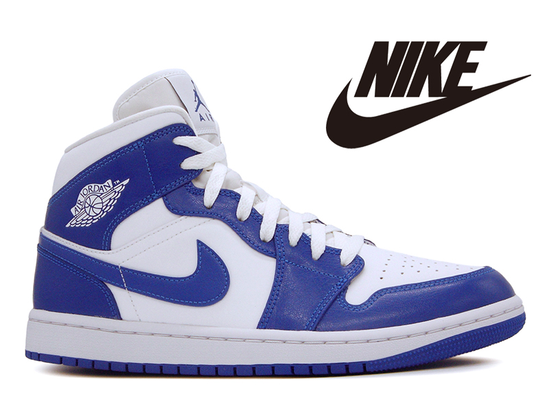 楽天市場 希少なメンズ対応サイズ Nike Wmns Air Jordan 1 Mid Kentucky White Hyper Royal White ナイキ ウィメンズ エアジョーダン1 ミッドカット ケンタッキー ホワイト ハイパーロイヤル 白 青 スニーカー メンズ ハイカット ダンク Hi Fine