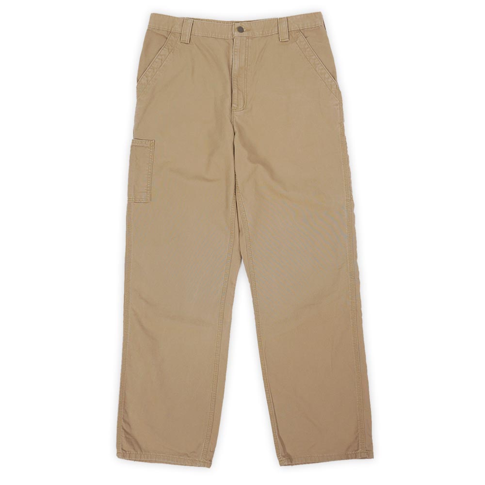 鉄道車両ハート型 Carhartt 00s 2000年月日 綿織物帆布 ペインターパンツ B151 DKH ライトダック WIP USA ヴィンテージ 亜米利加 古着 メンズ ズボン ズボン下 ベージュ W35 L32【中古】