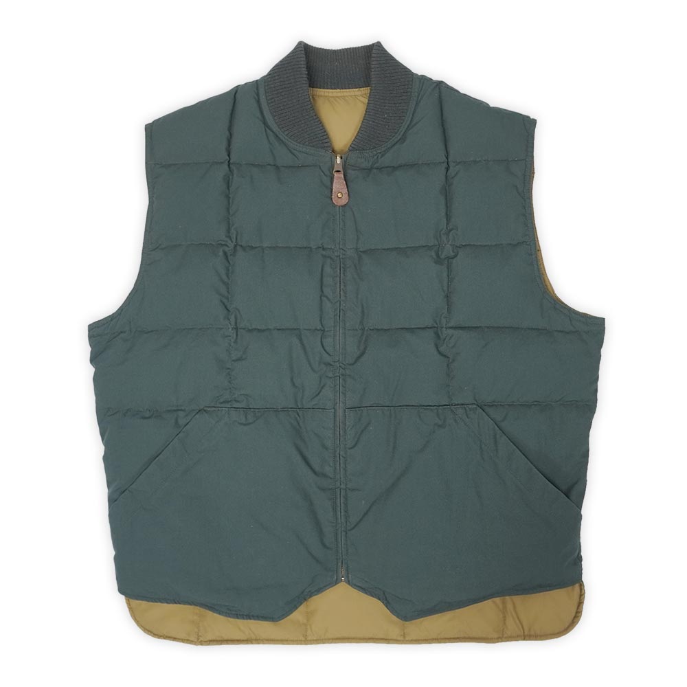 エディーバウアー Eddie Bauer 90s 90年月日 リヴァーシブル グースダウンベスト 黒引き舟 年寄りの アウトドア USA ヴィンテージ 亜米利加 古着 メンズ より良い ジレ 緑であること × オリーブ L【中古】
