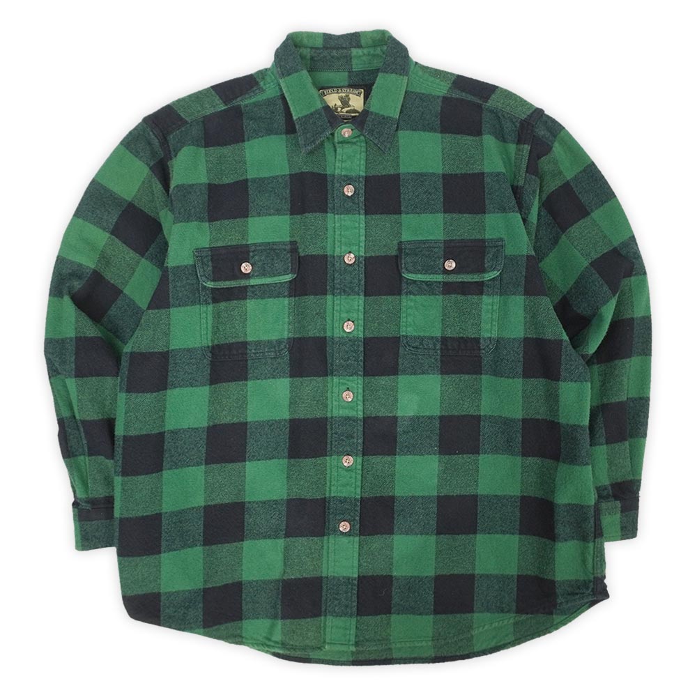 field&stream ネルシャツ L ブロックチェック グリーン×ブラック 楽天市場】【中古】【古着】 FIELD&STREAM ネルシャツ Lサイズ
