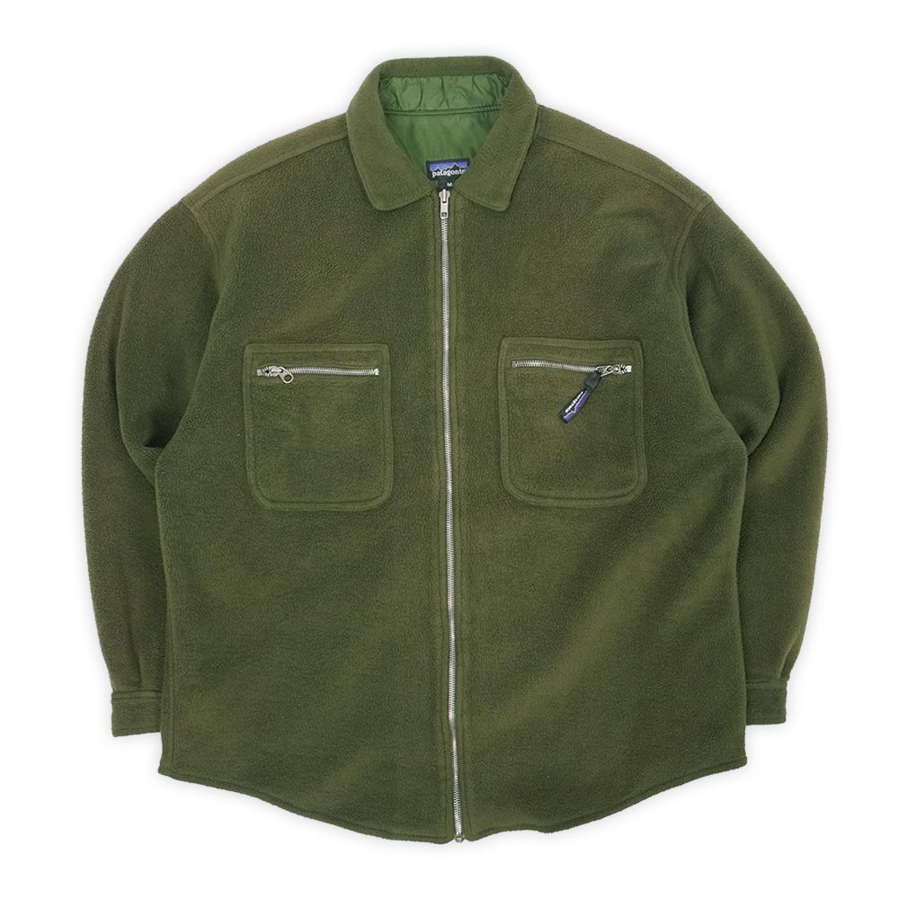 パタゴニア PATAGONIA 90s 90年代 シンチラオーバーシャツ フリース MADE IN USA アメリカ製 ヴィンテージ 古着 スナップT レトロ グリセード メンズ コート ジャケット オリーブグリーン M【中古】