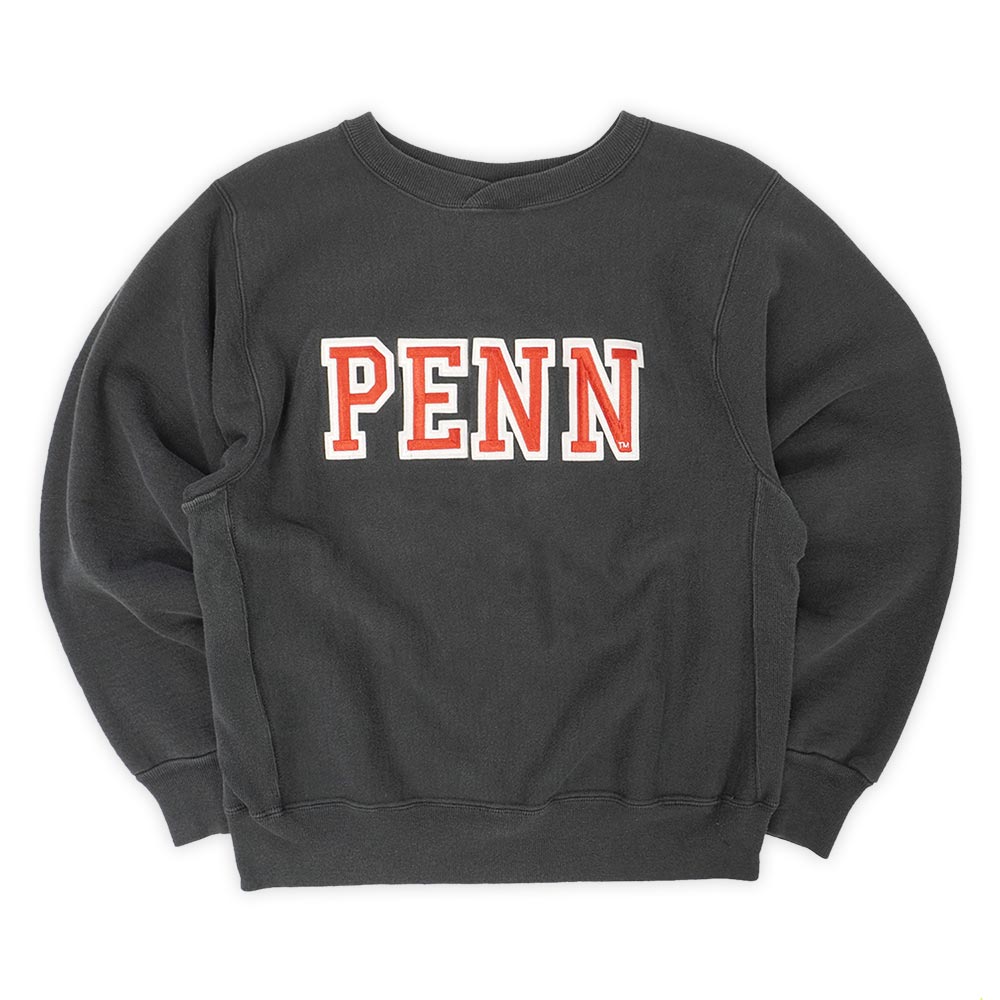ヘインズ Hanes 90s 90年月日 MADE IN USA リバースウィーブタイプ カレッジスウェット BEEFY PENN 紋章 ヴィンテージ 亜米利加 古着 メンズ 汗水 調教師 黒いこと 黒 M【中古】