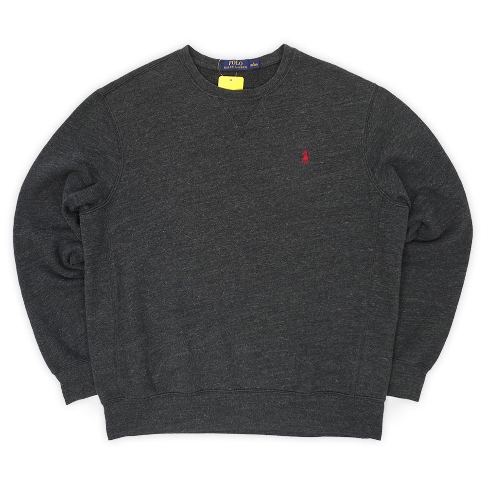 ポロラルフローレン POLO RALPH LAUREN 00s 2000年月日 ロゴタイプ刺しゅう 汗水 子馬 定番 前V リバースウィーブタイプ USA ヴィンテージ 亜米利加 古着 メンズ 調教師 ヘザーブラック L【中古】