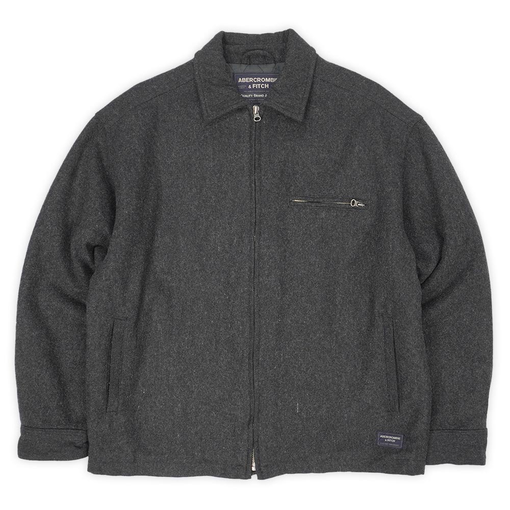アバクロンビー＆フィッチ ABERCROMBIE & FITCH 90s 90年代 ウールスポーツジャケット OLD アバクロ ブルゾン 無地 メルトン USA ヴィンテージ 古着 メンズ チャコールグレー M【中古】